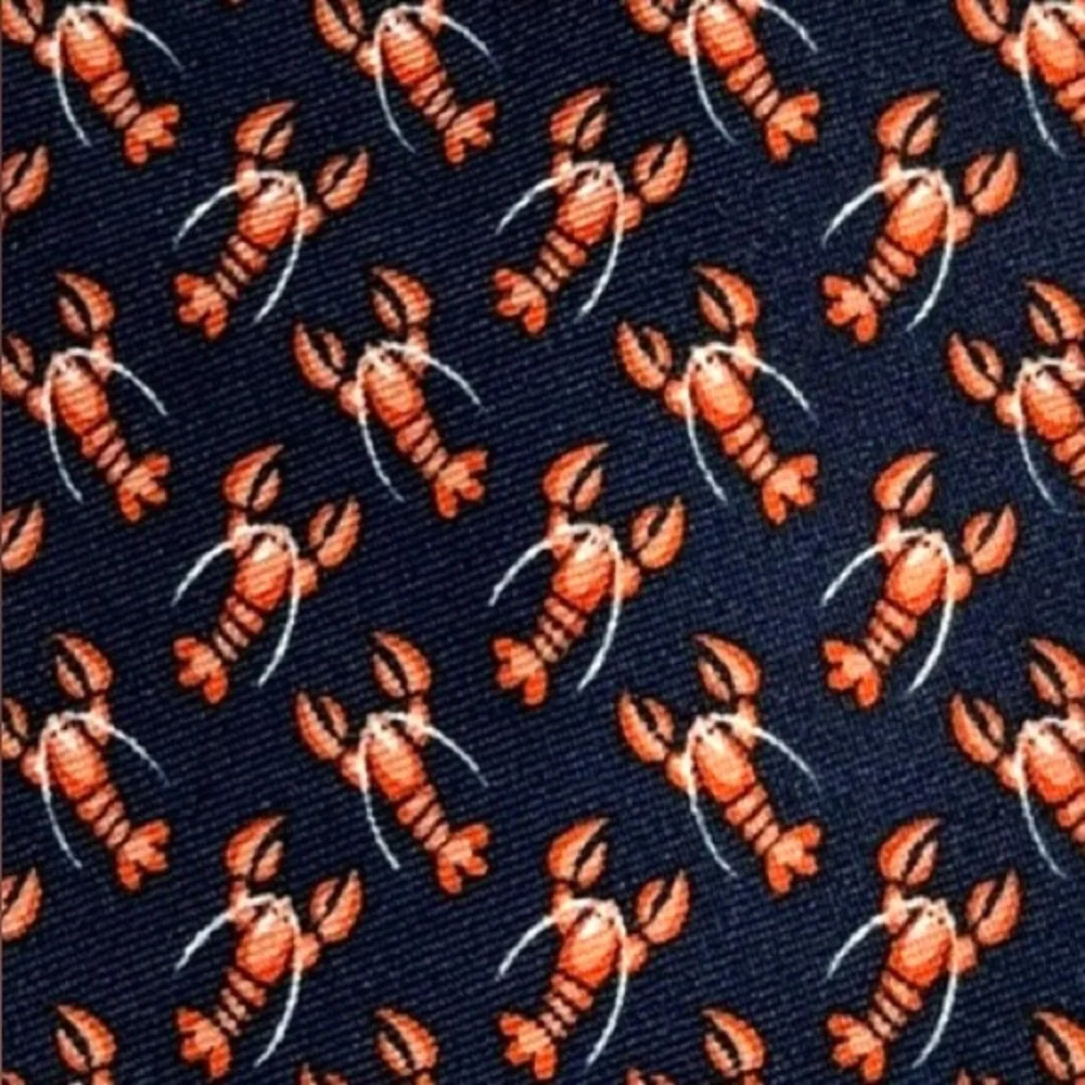 Mens Lobster Tie Coastal Nautical Silk Beach Vacation Novelty